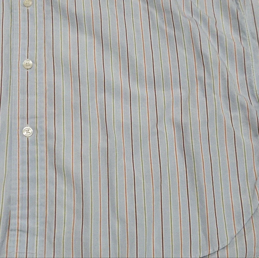 J. Crew Blue Multicolor Stripe 2-Ply Cotton Collared Dress Shirt, Size XL